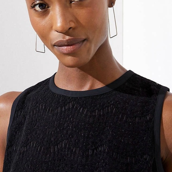 LOFT Black Lace Sleeveless Top - Size Medium - Picture 3 of 10